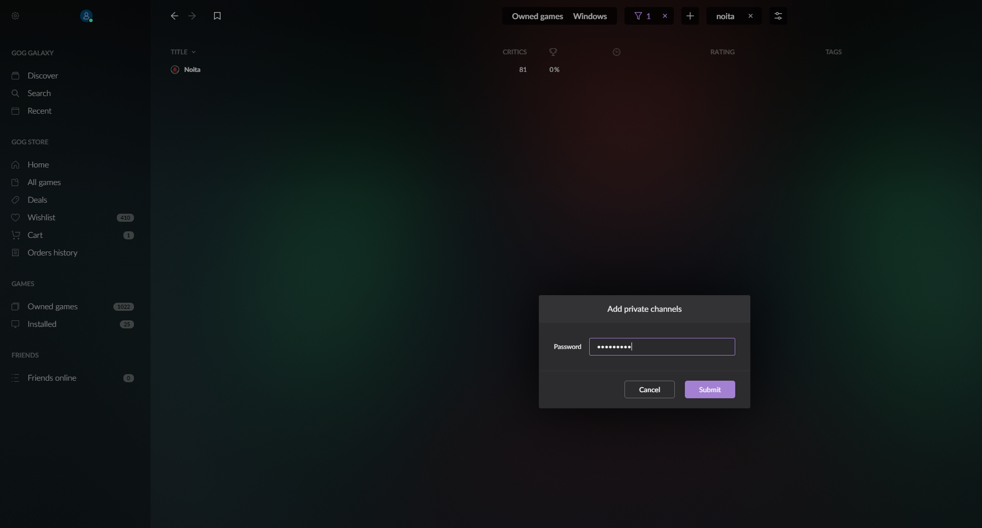 GOG beta branch password