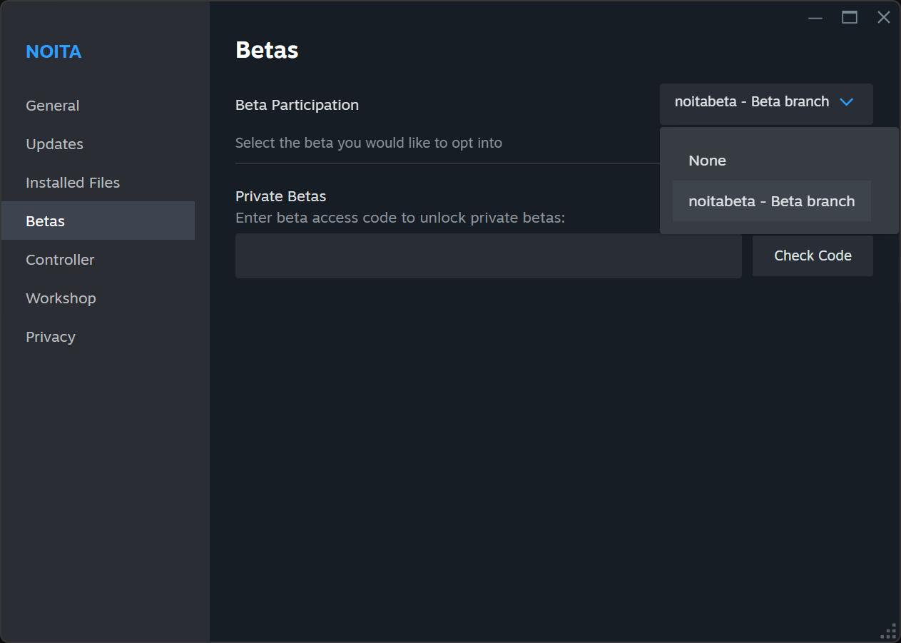 Steam switching to beta branch