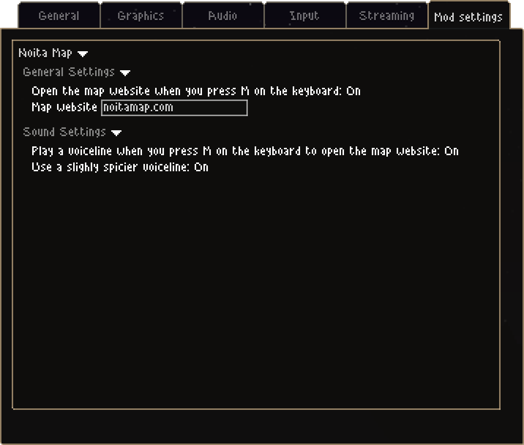 NoitaMap Mod Settings