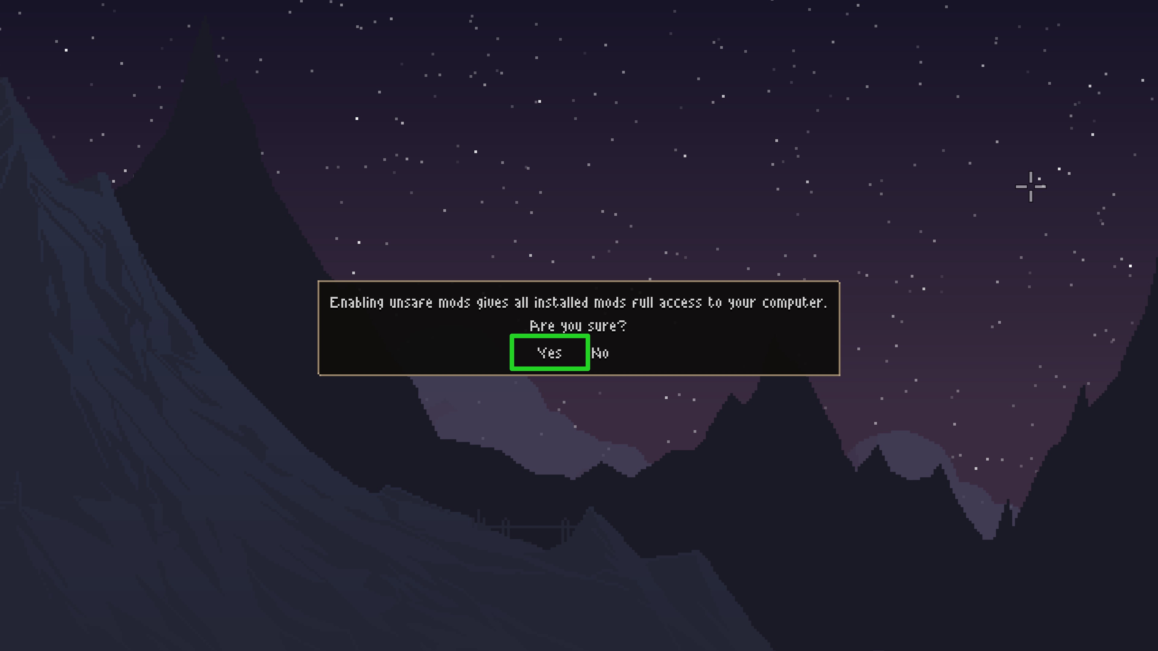 Noita enable unsafe mods