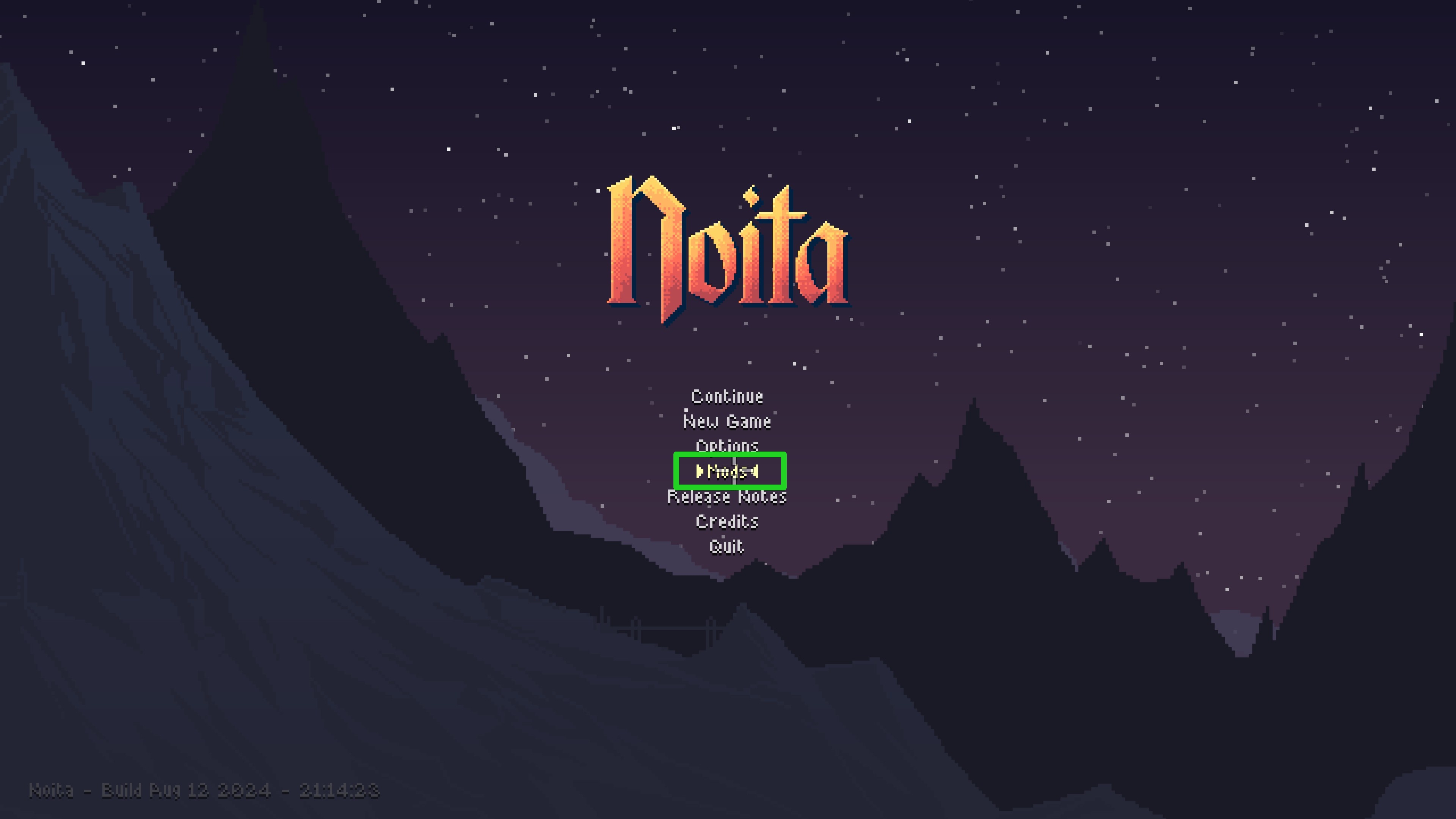 Noita main menu