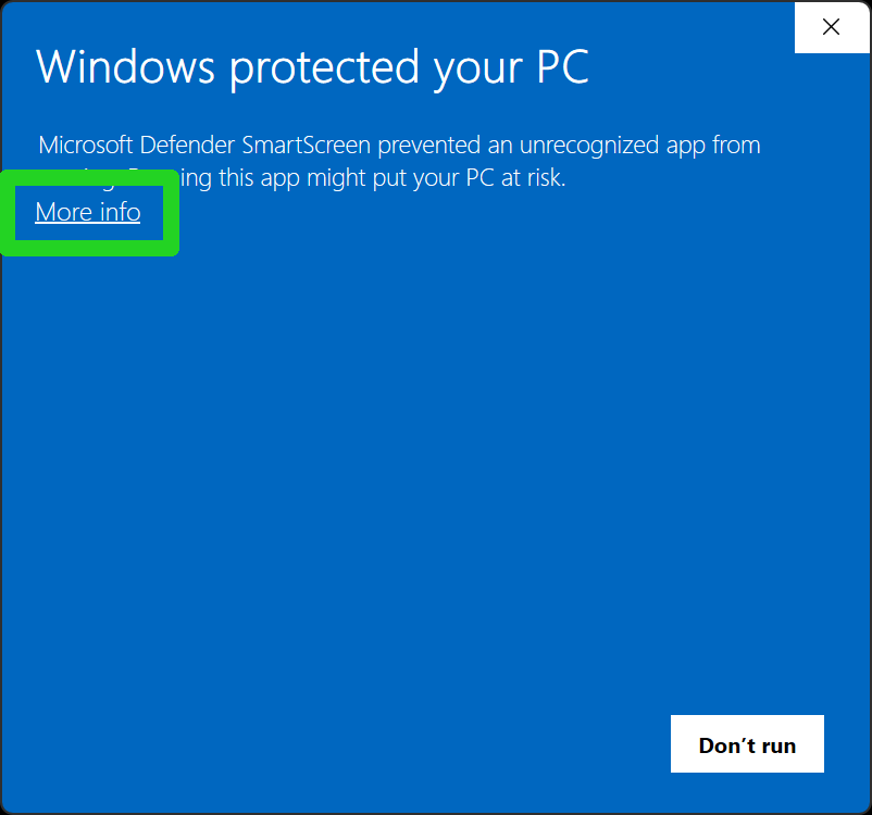 Windows Defender warning
