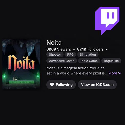 Want to stream Noita?